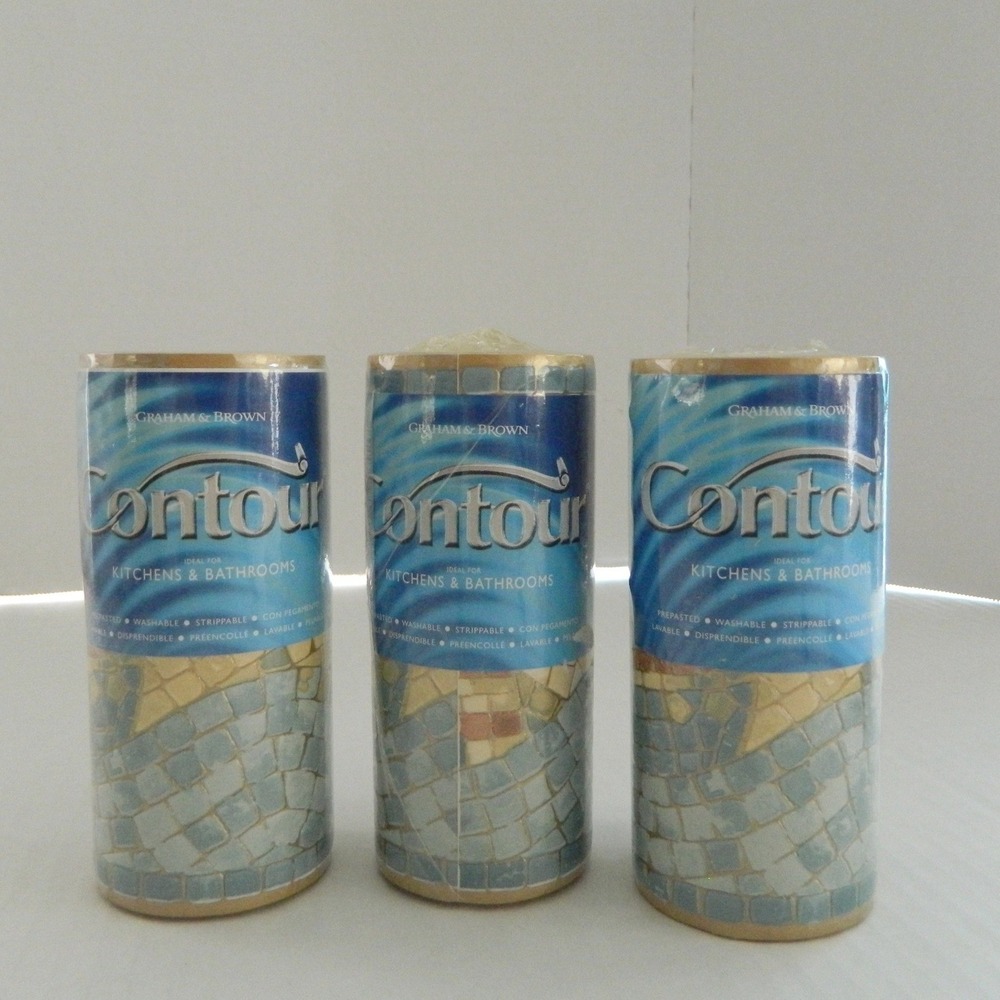 Graham & Brown Wallpaper Border 5in Multi Mosaic Seascape 3 Rolls 49-062 Coastal